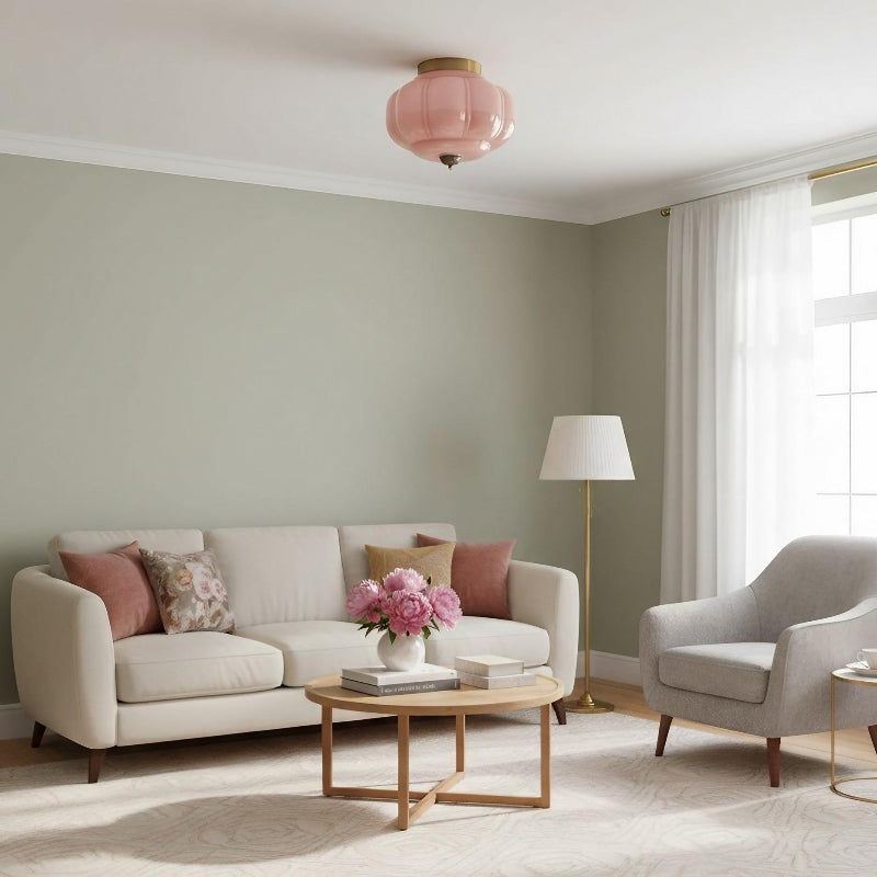 Eloise Milk Glass Ceiling Light - Retro Brass Ceiling Lamp for Hallway