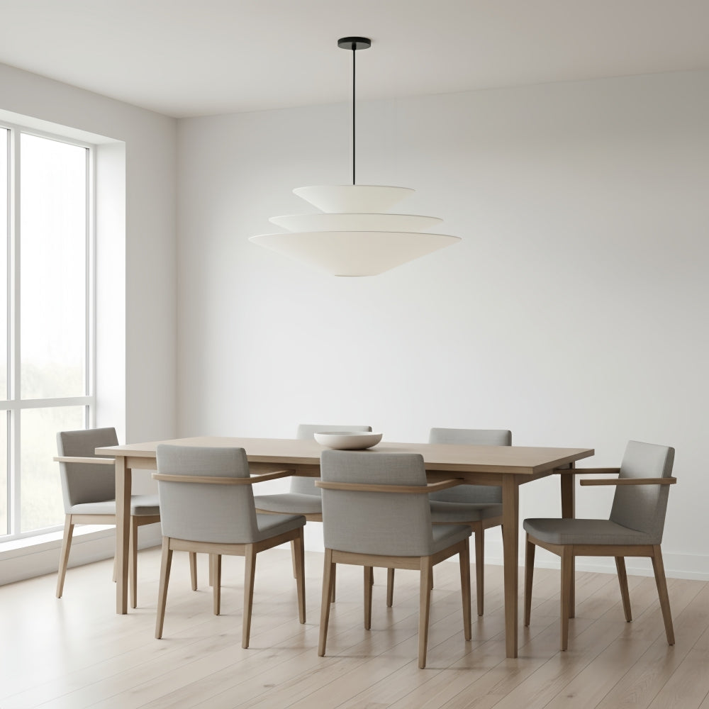 Solivara Linen Pendant Light - Modern Layered Lamp for Living Room