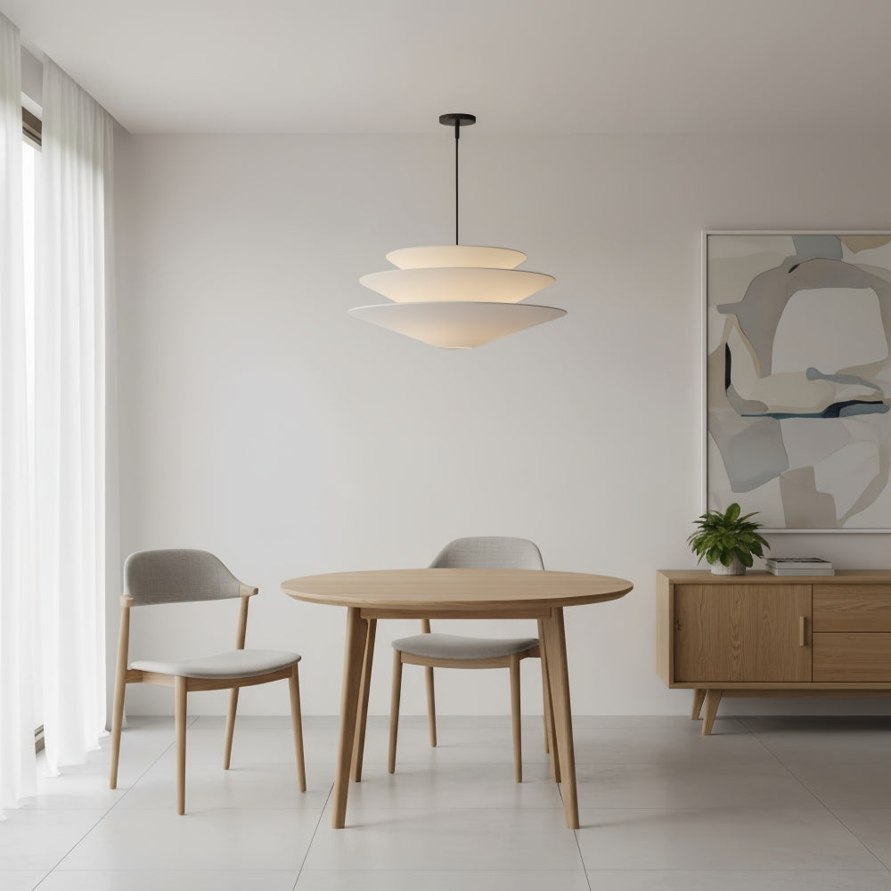 Solivara Linen Pendant Light - Modern Layered Lamp for Living Room