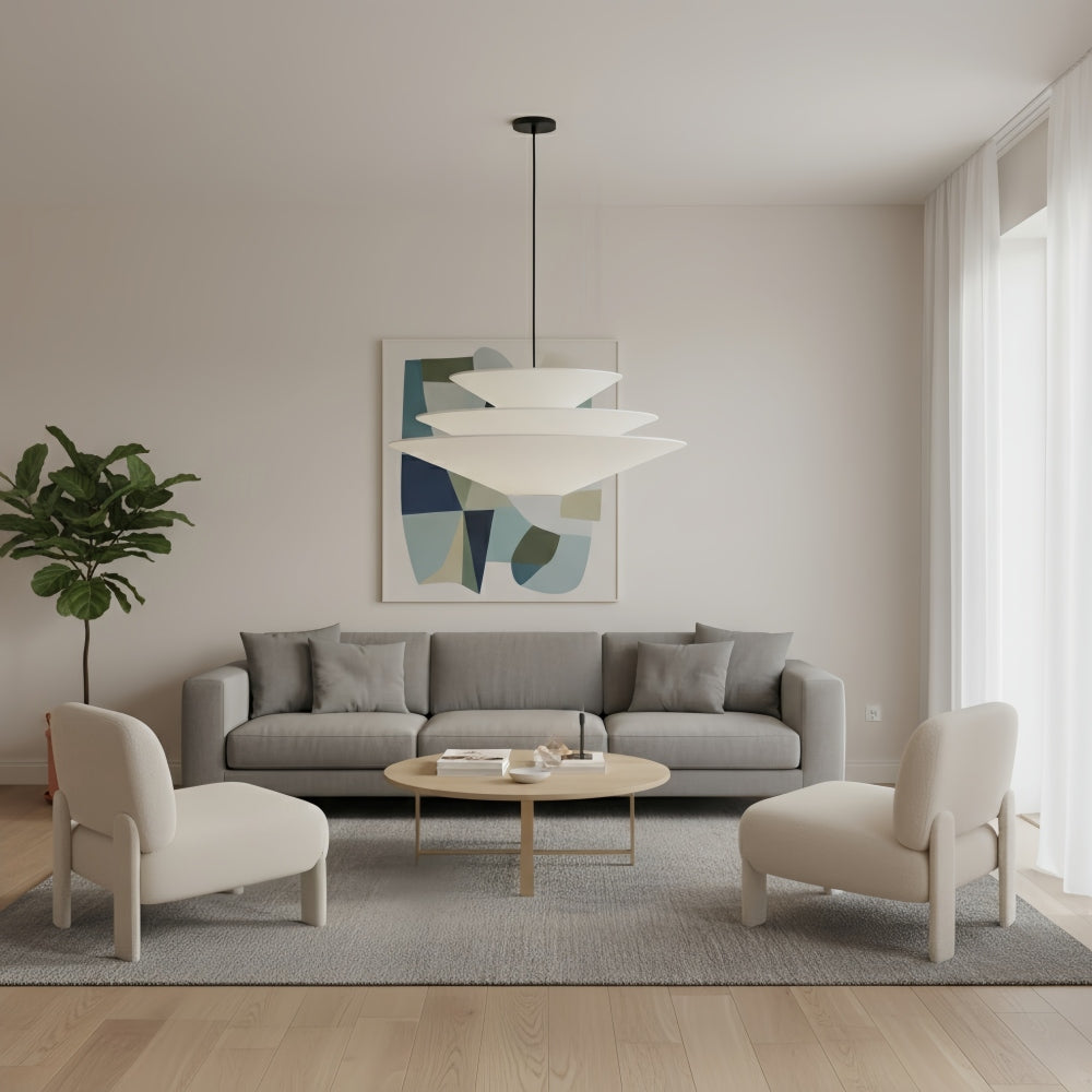 Solivara Linen Pendant Light - Modern Layered Lamp for Living Room