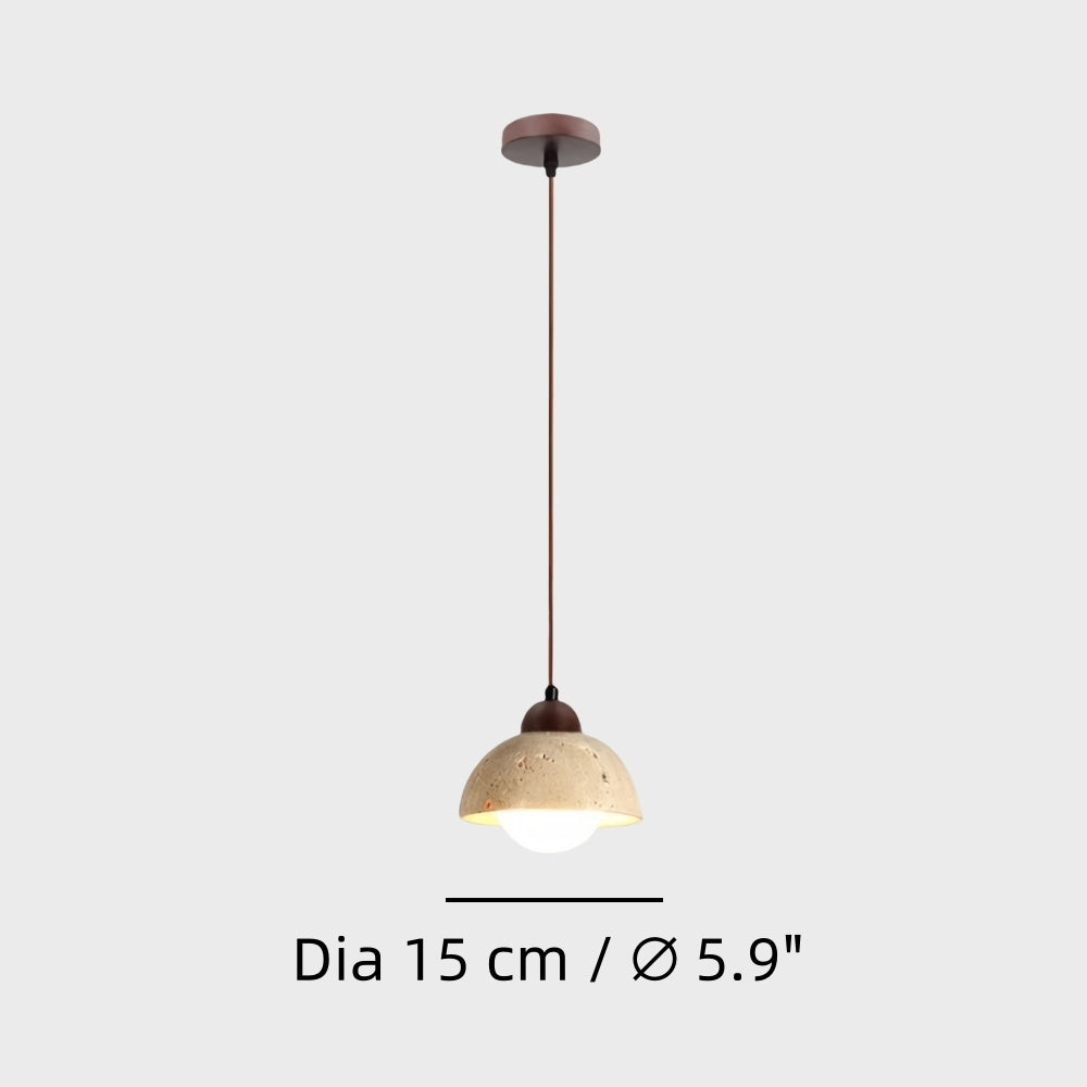 Travertine Pendant Light - Natural Organic Travertine Shade
