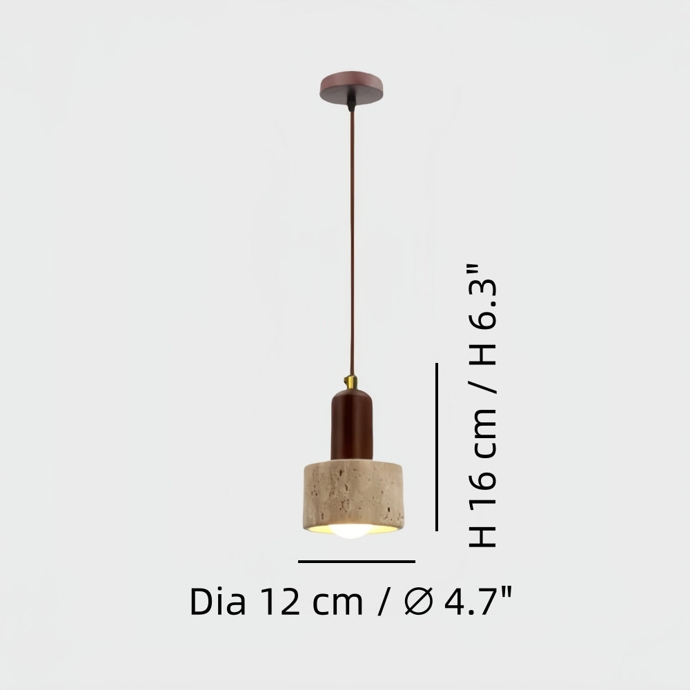 Travertine Pendant Light - Natural Organic Travertine Shade