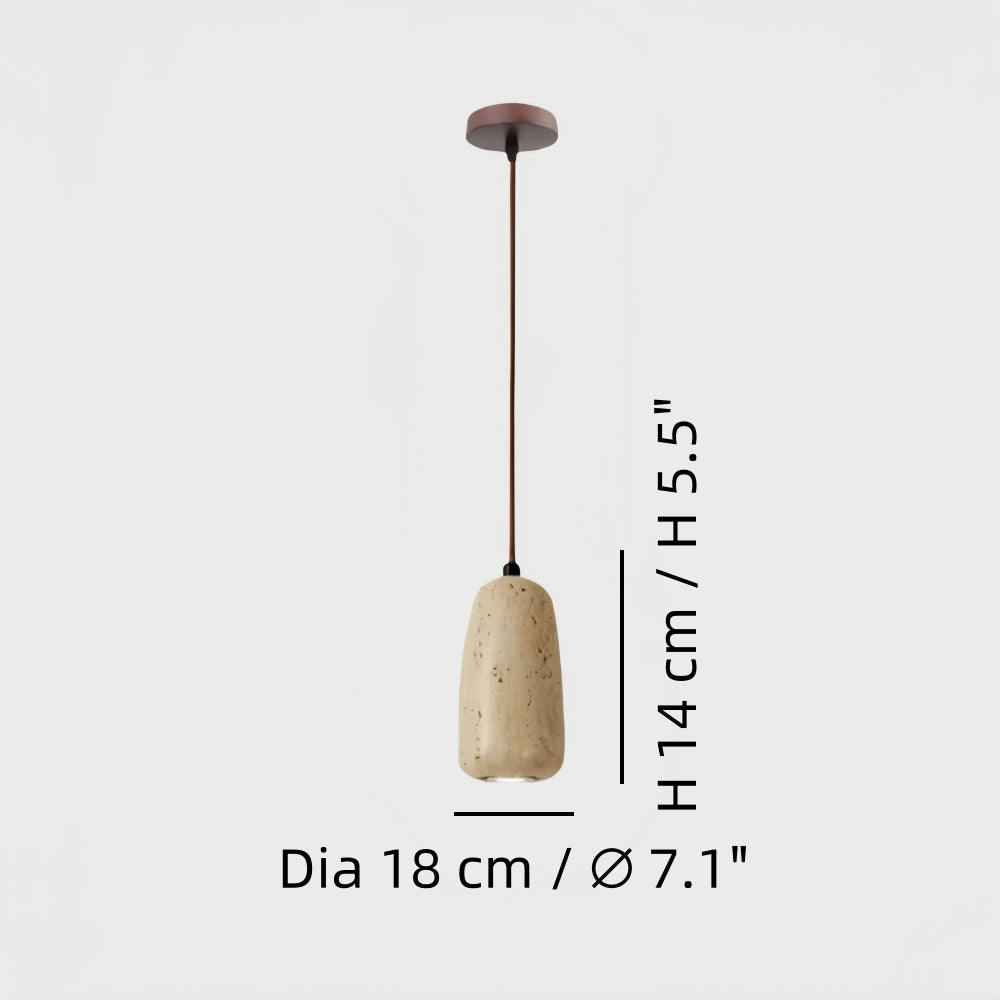 Travertine Pendant Light - Natural Organic Travertine Shade