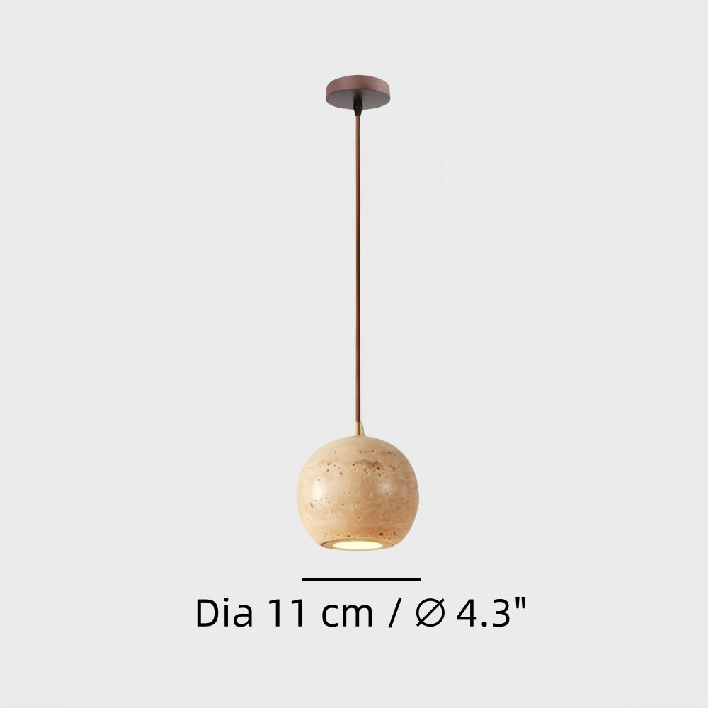Travertine Pendant Light - Natural Organic Travertine Shade
