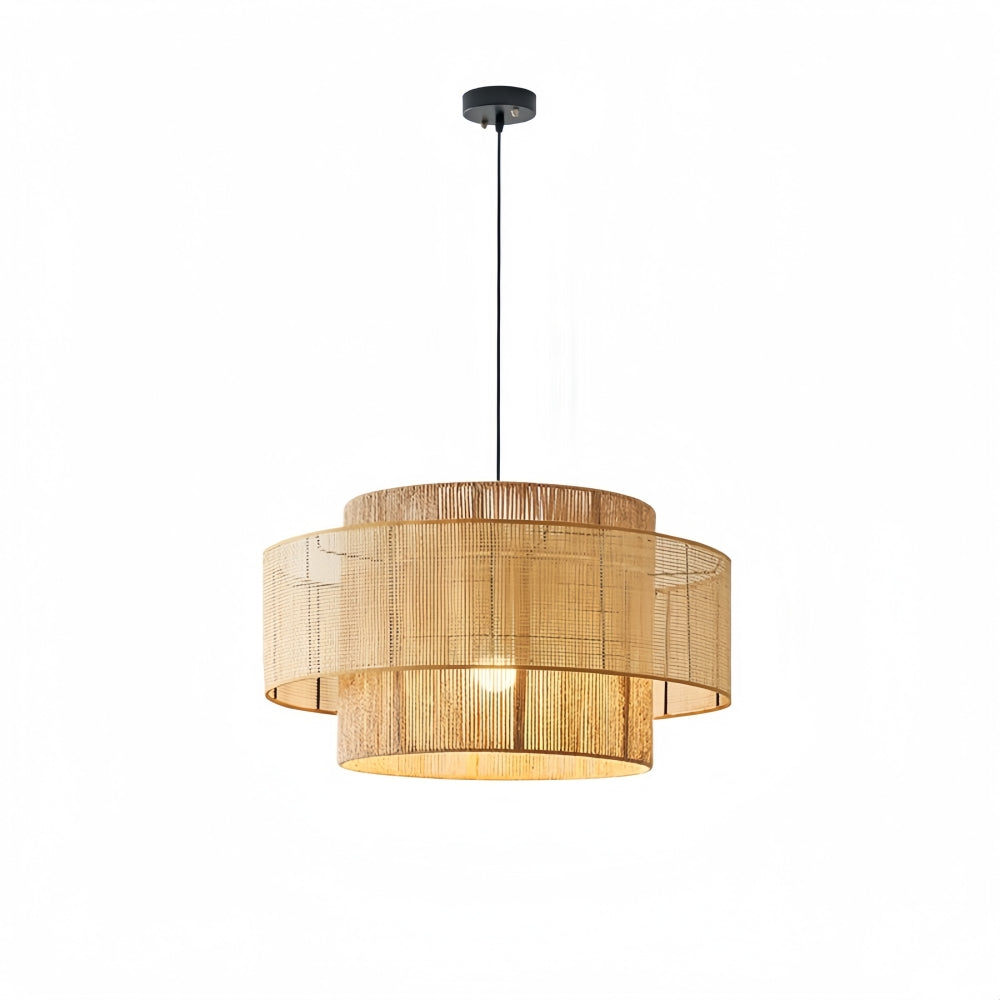 Rattan Pendant Light - Wabi-Sabi Wicker Shade Design