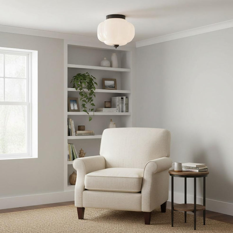 Eloise Milk Glass Ceiling Light - Retro Brass Ceiling Lamp for Hallway