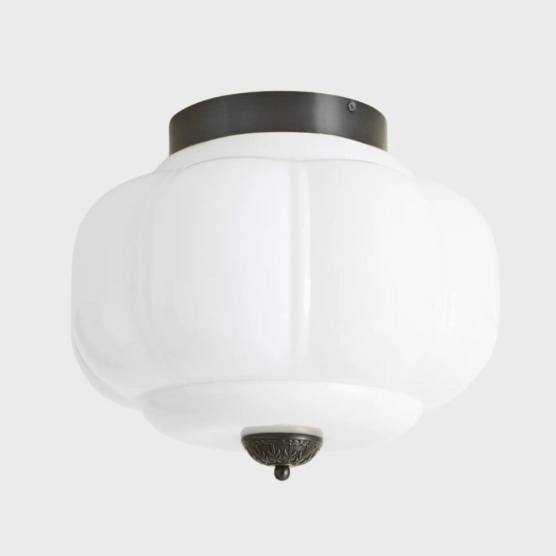Eloise Milk Glass Ceiling Light - Retro Brass Ceiling Lamp for Hallway