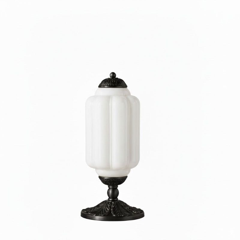 Lampe de table vintage Eloise en verre laiteux – Lampe de bureau LED en métal pour chambre