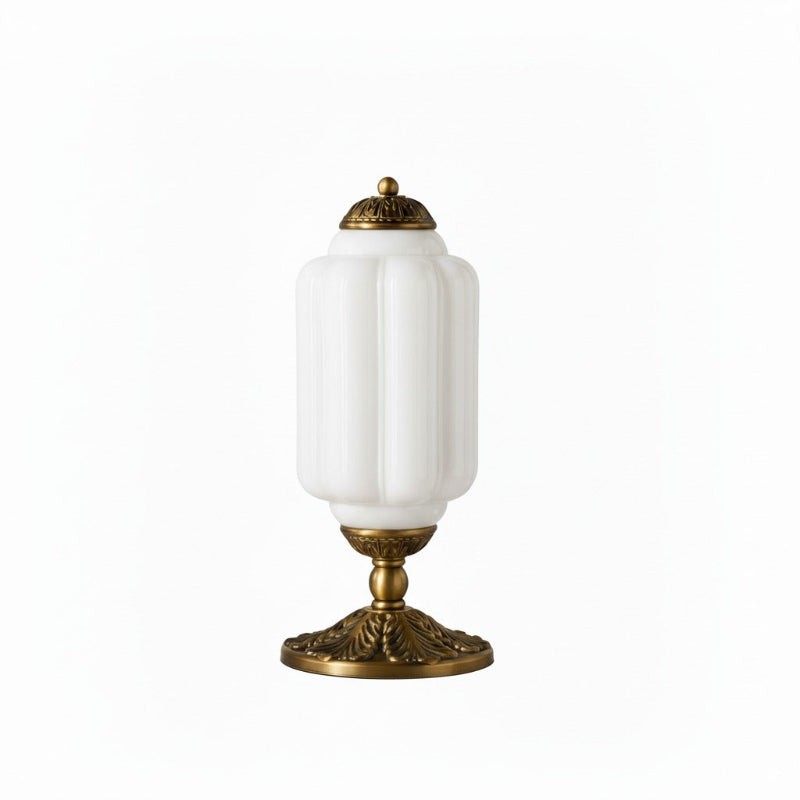 Lampe de table vintage Eloise en verre laiteux – Lampe de bureau LED en métal pour chambre