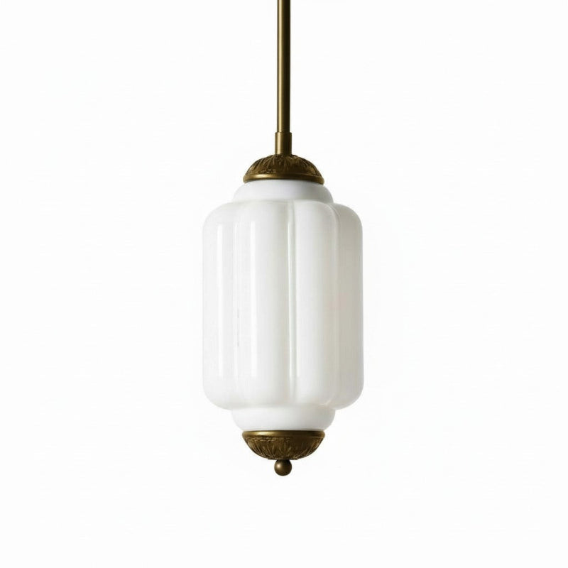 Suspension Eloise en verre laiteux – Lampe vintage fine pour salon