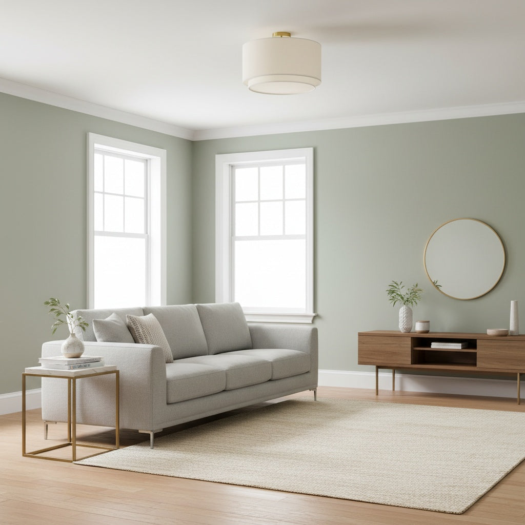 Dumora Double Layer Ceiling Lamp - Fabric Drum Shade for Living Room