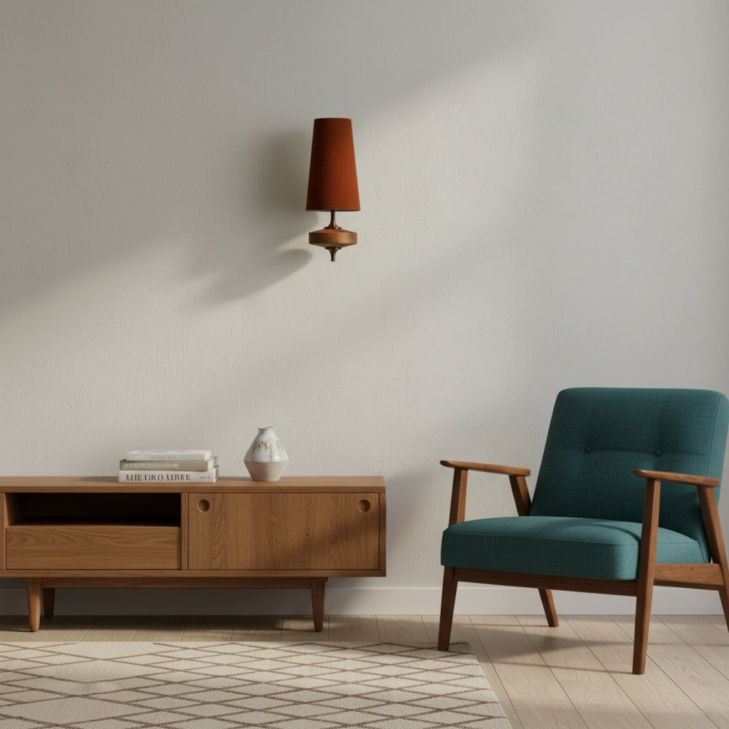 Natural Fabric Wall Lamp - Wood Palm-Shaped Sconce for Hallway