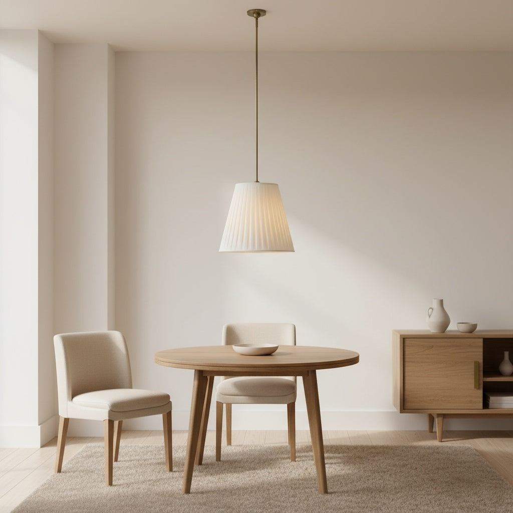 Luvora Modern Pleated Pendant Light - Fabric Shade Lamp for Bedroom