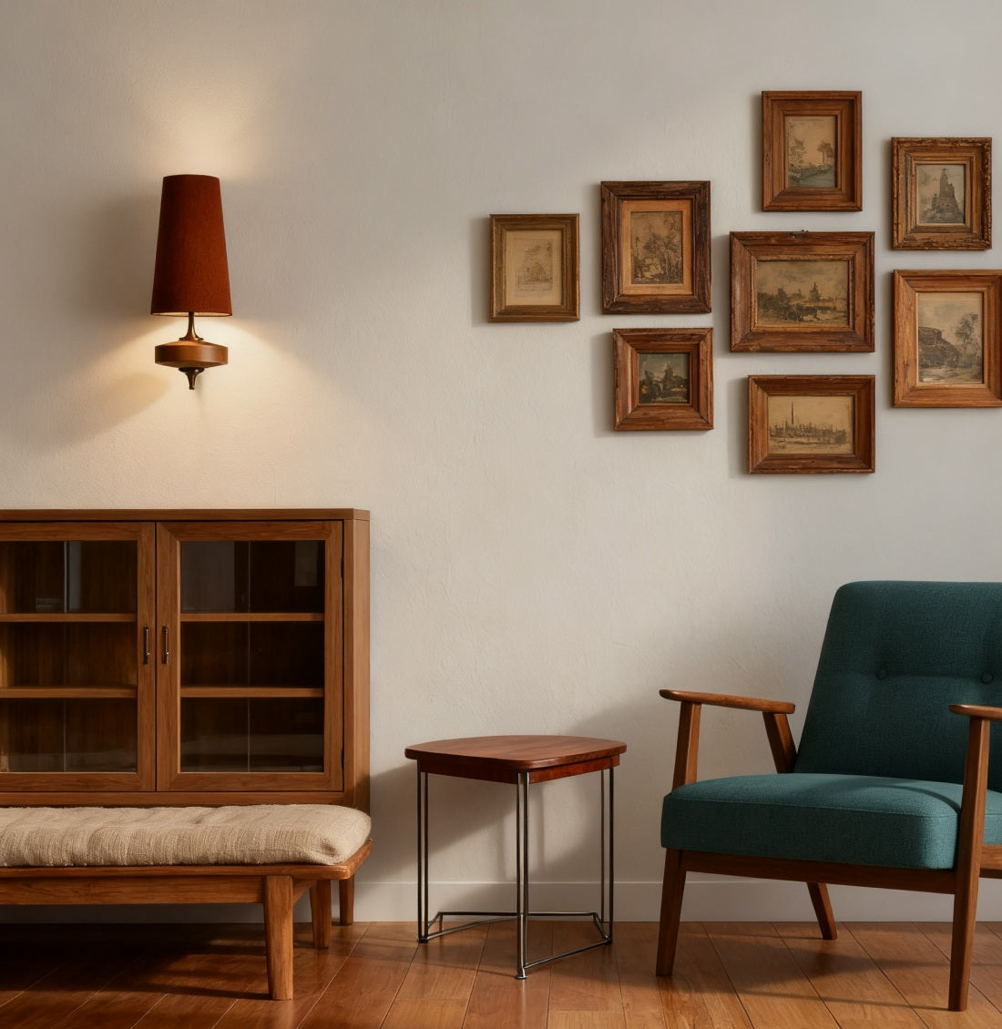 Natural Fabric Wall Lamp - Wood Palm-Shaped Sconce for Hallway