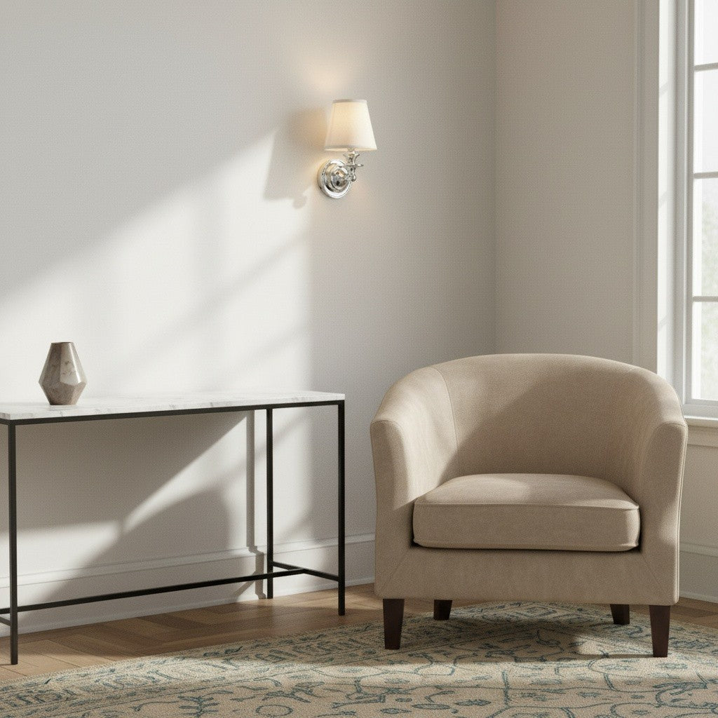 Kalvora Fabric Wall Sconce - Modern Chrome Lamp for Hallway & Bedroom