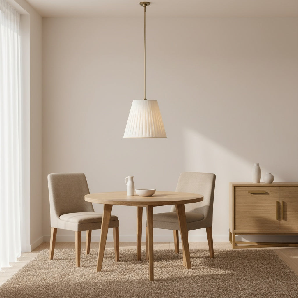 Luvora Modern Pleated Pendant Light - Fabric Shade Lamp for Bedroom