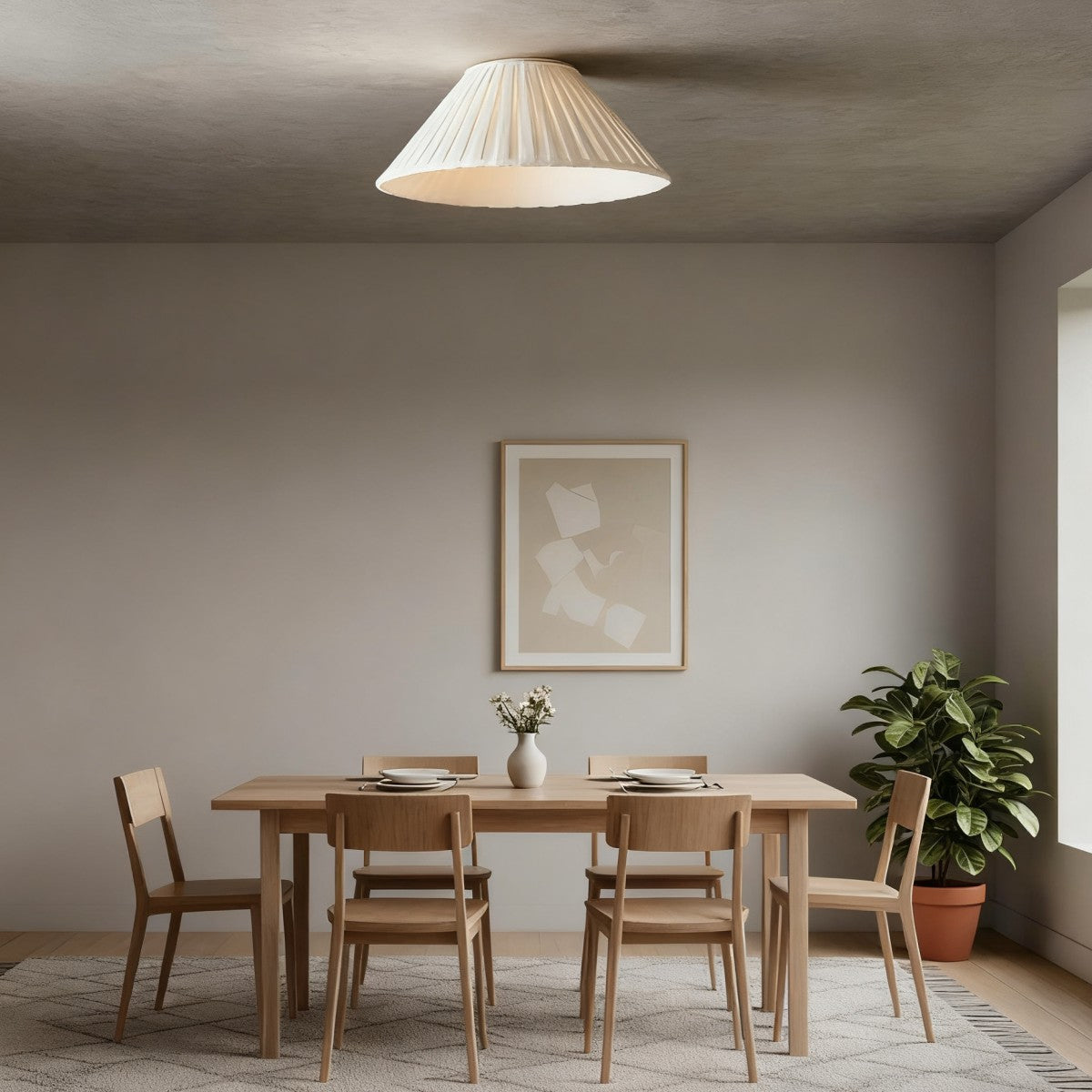 Luvora Fabric Pleated Ceiling Light - Modern Flush Mount for Bedroom