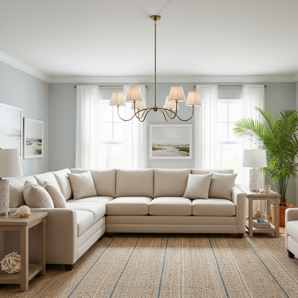 Luvora Fabric Modern Chandelier - Multi-Head Pleated Shade for Living Room