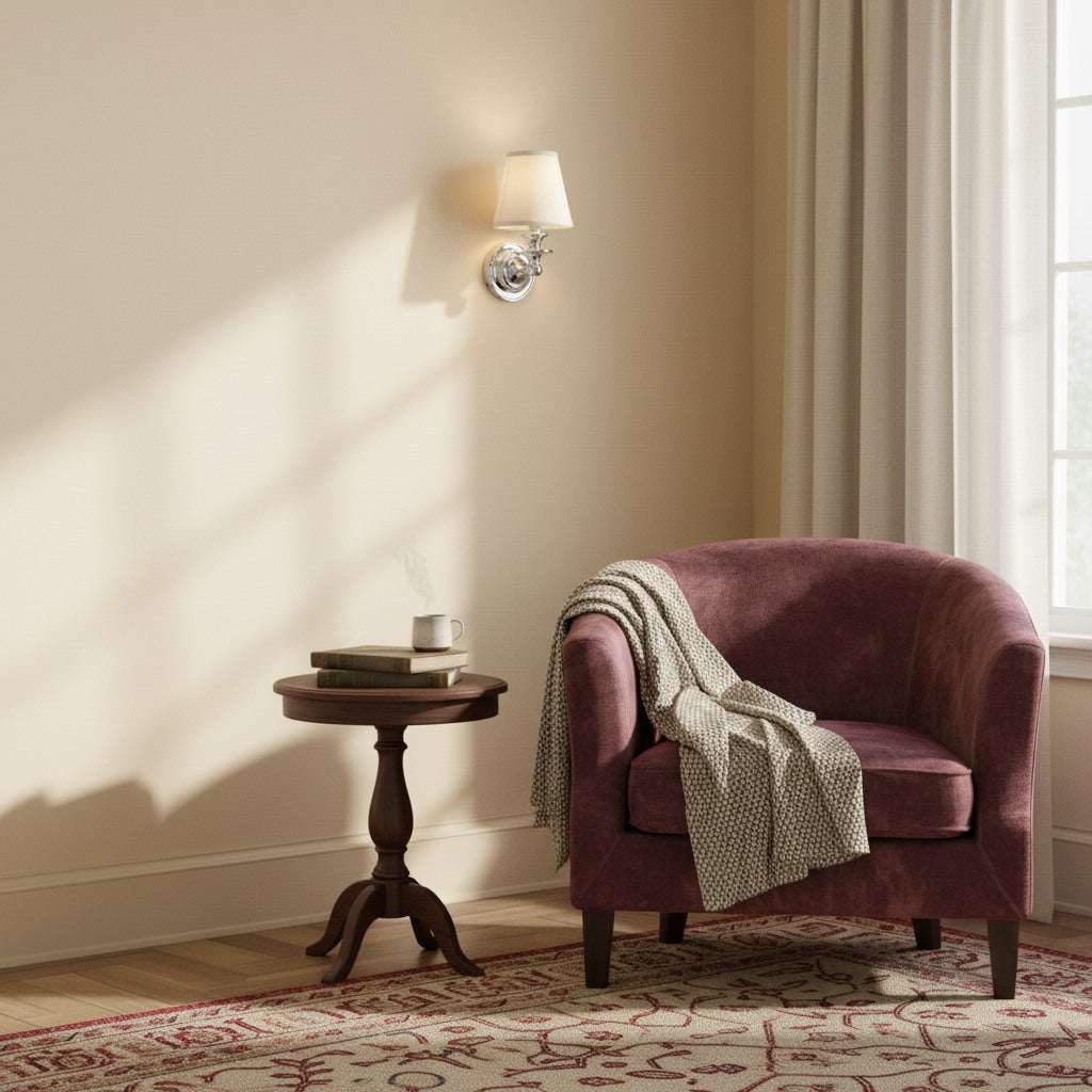 Kalvora Fabric Wall Sconce - Modern Chrome Lamp for Hallway & Bedroom