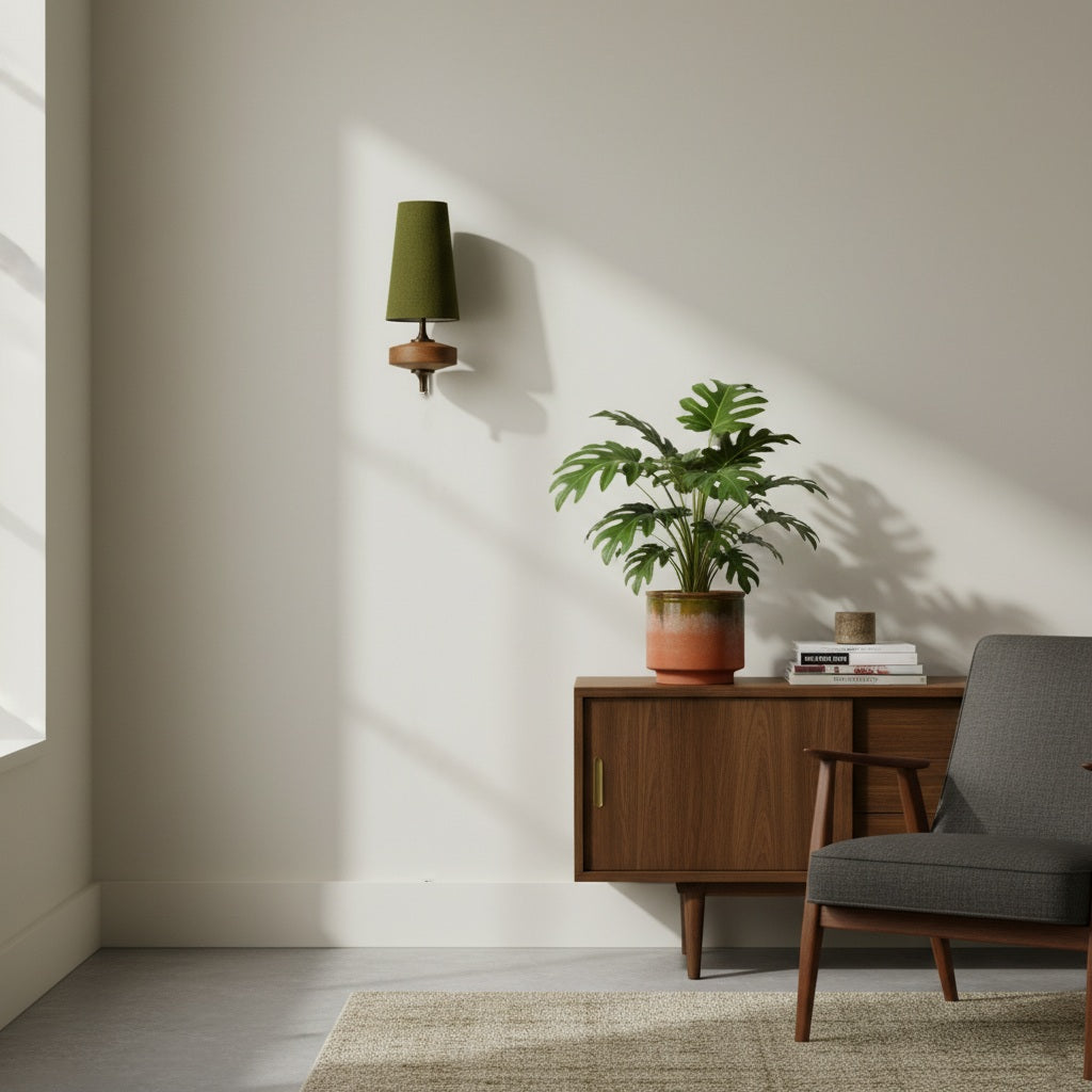 Natural Fabric Wall Lamp - Wood Palm-Shaped Sconce for Hallway