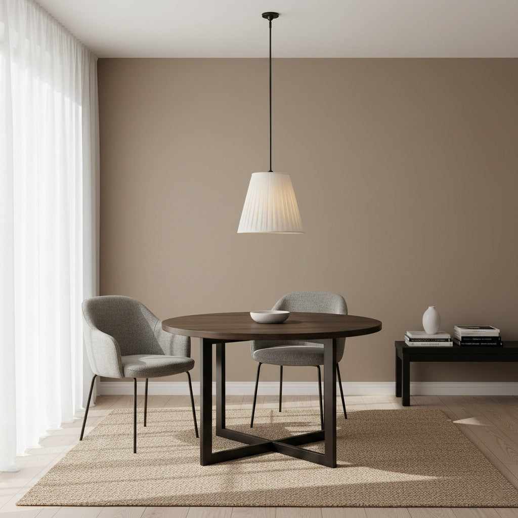 Luvora Modern Pleated Pendant Light - Fabric Shade Lamp for Bedroom