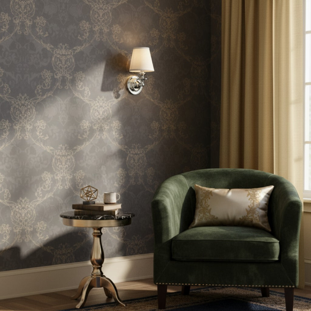 Kalvora Fabric Wall Sconce - Modern Chrome Lamp for Hallway & Bedroom