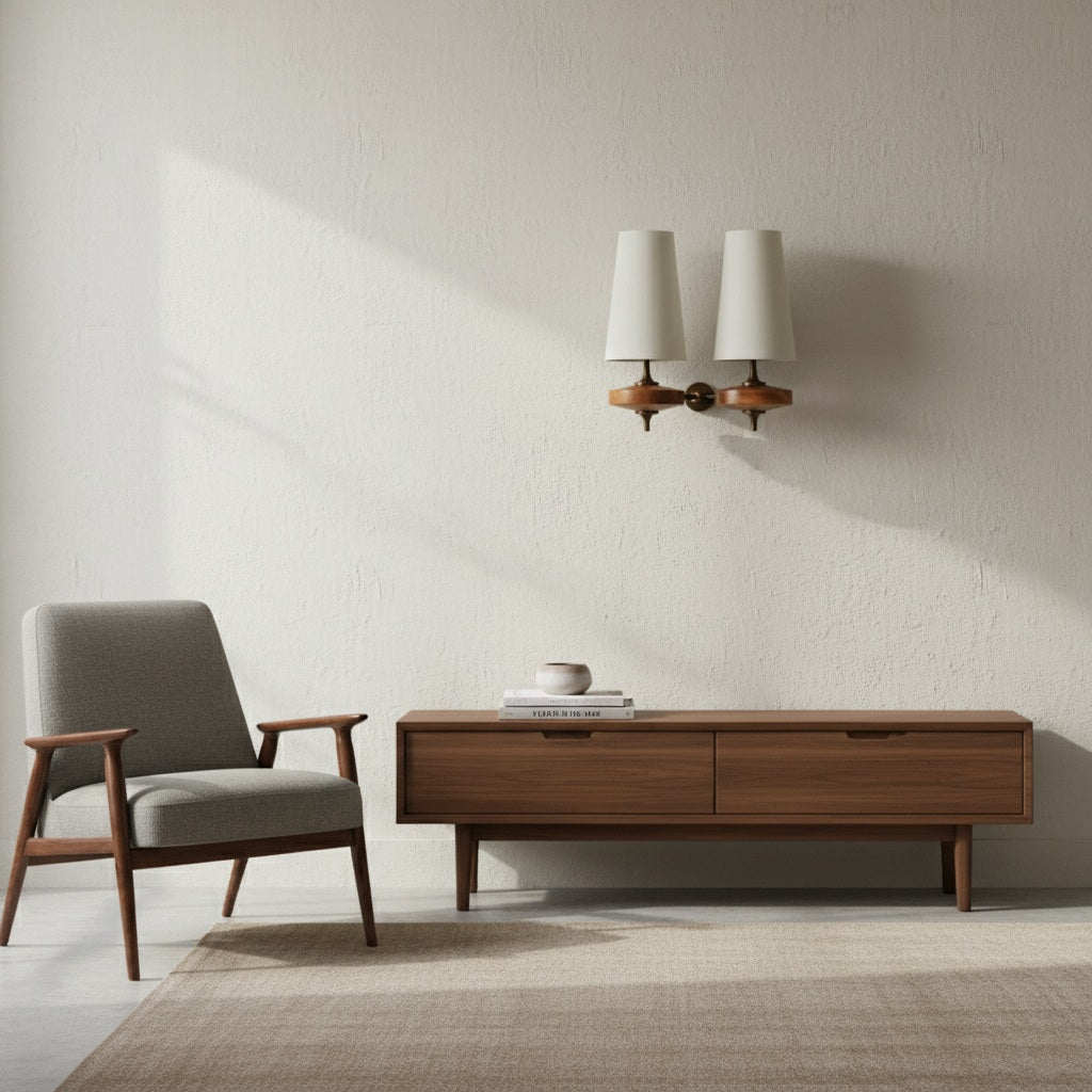 Natural Fabric Wall Lamp - Wood Palm-Shaped Sconce for Hallway