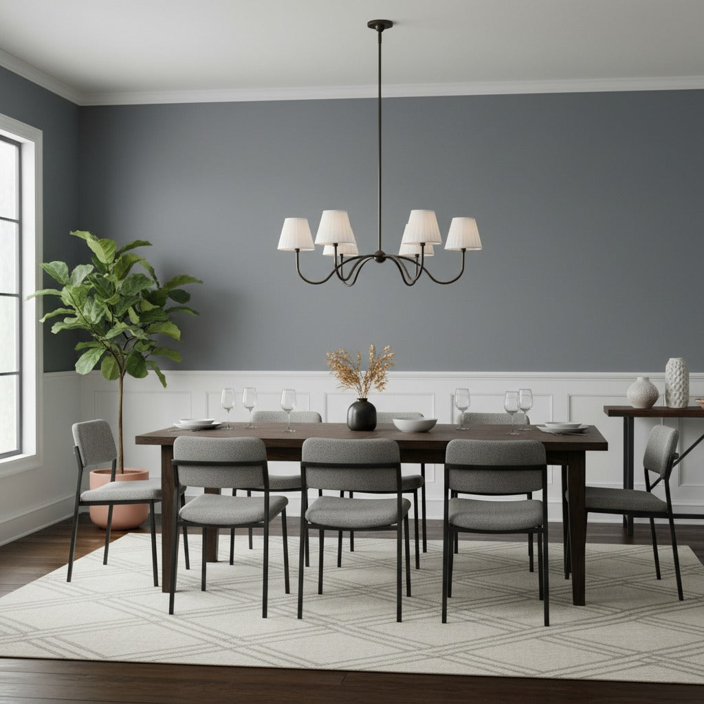 Luvora Fabric Modern Chandelier - Multi-Head Pleated Shade for Living Room