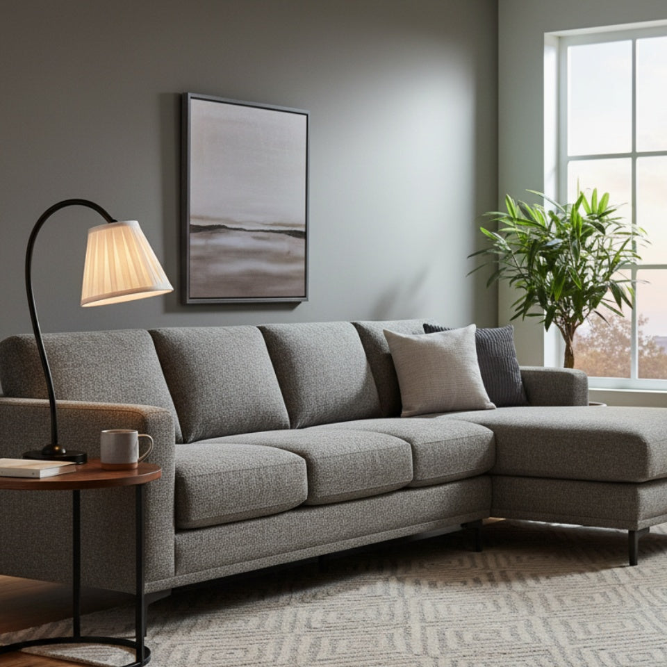 Lampe de table en lin Luvora - Lampe de chevet vintage avec abat-jour plissé en laiton