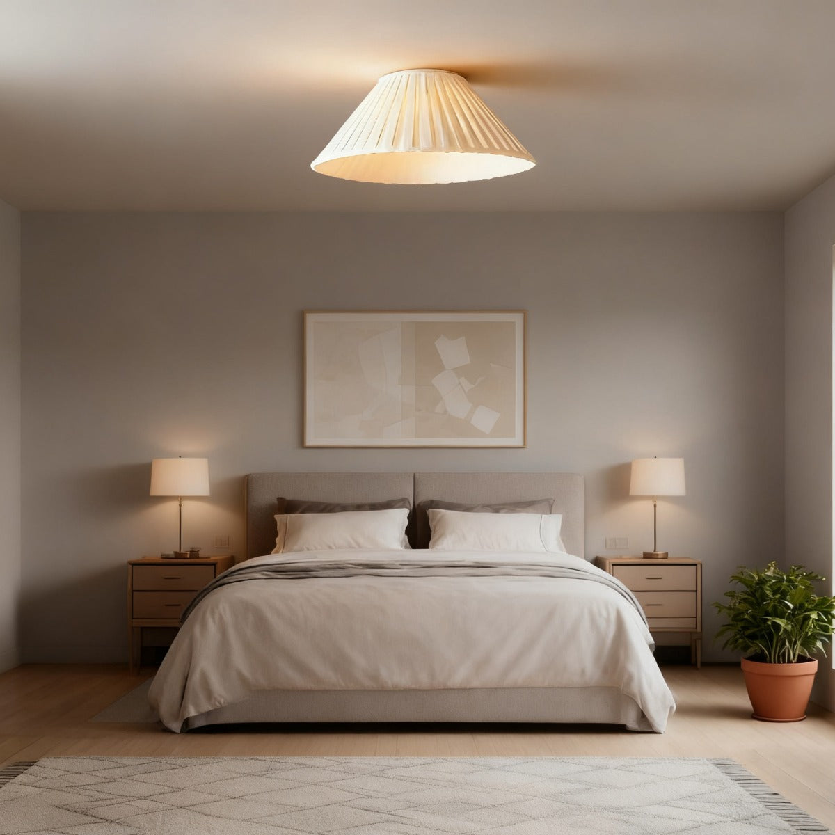 Luvora Fabric Pleated Ceiling Light - Modern Flush Mount for Bedroom