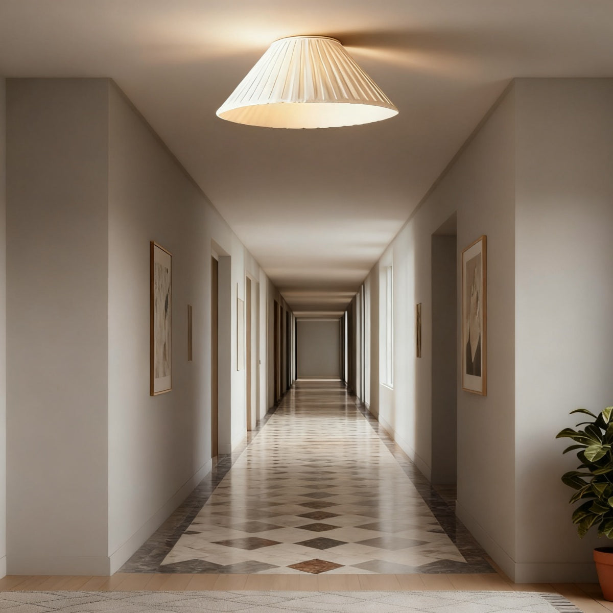 Luvora Fabric Pleated Ceiling Light - Modern Flush Mount for Bedroom