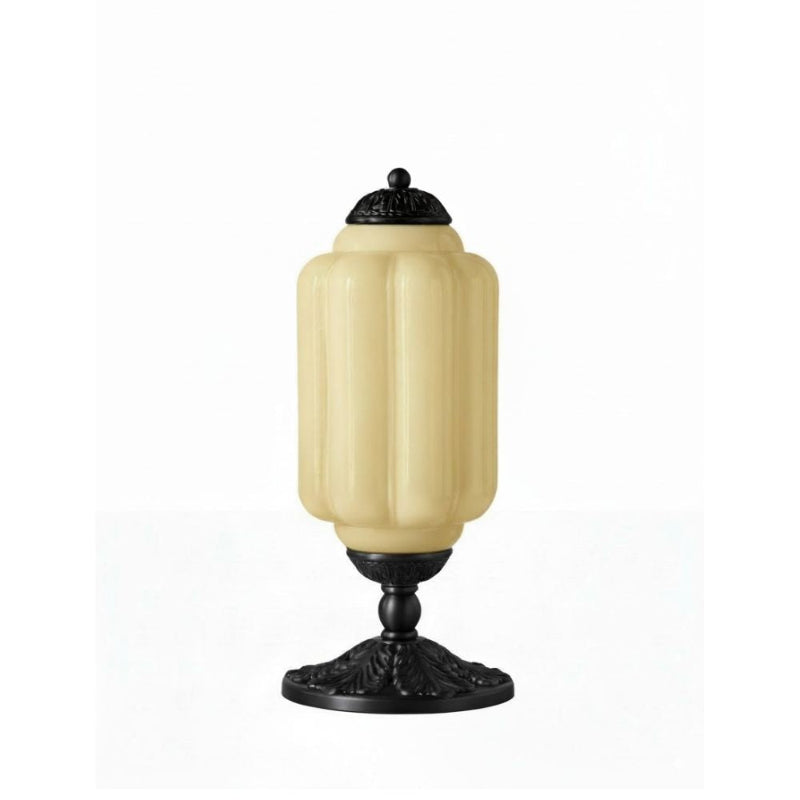 Lampe de table vintage Eloise en verre laiteux – Lampe de bureau LED en métal pour chambre