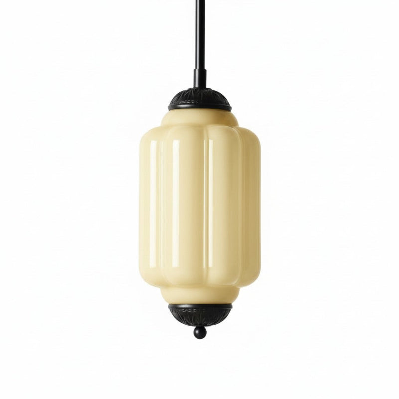 Suspension Eloise en verre laiteux – Lampe vintage fine pour salon