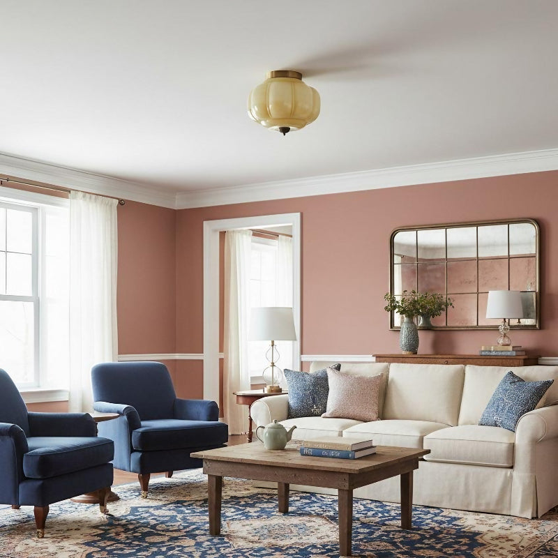 Eloise Milk Glass Ceiling Light - Retro Brass Ceiling Lamp for Hallway