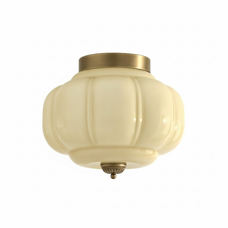 Eloise Milk Glass Ceiling Light - Retro Brass Ceiling Lamp for Hallway