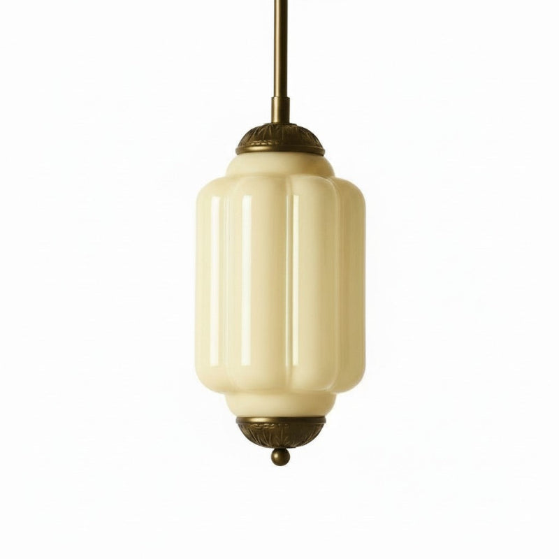 Suspension Eloise en verre laiteux – Lampe vintage fine pour salon