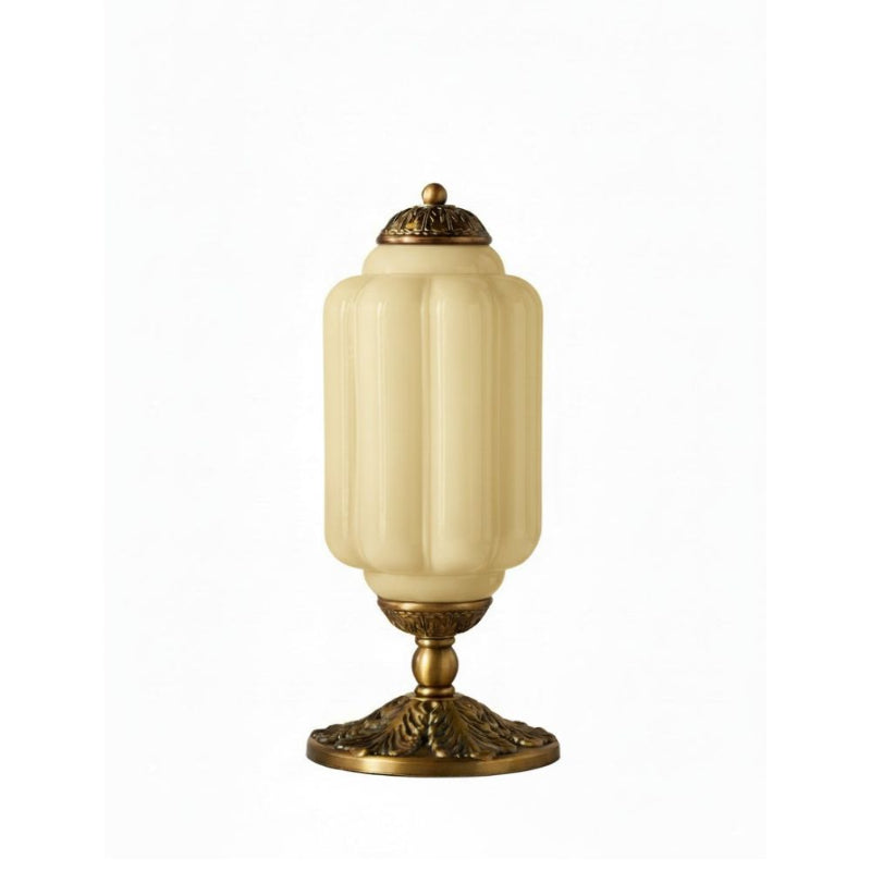 Lampe de table vintage Eloise en verre laiteux – Lampe de bureau LED en métal pour chambre